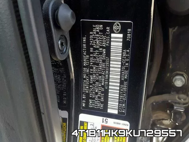 4T1B11HK9KU729557 фото 2