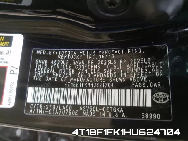 4T1BF1FK1HU624704 фото 2