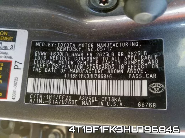 4T1BF1FK3HU796846 фото 2