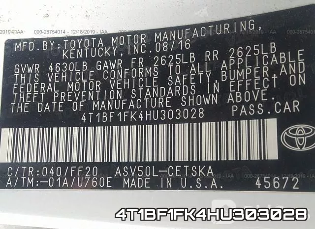 4T1BF1FK4HU303028 фото 10