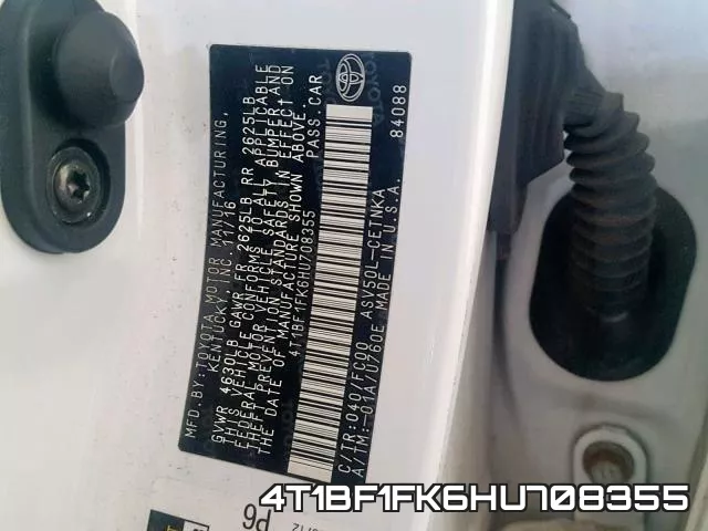 4T1BF1FK6HU708355 фото 2