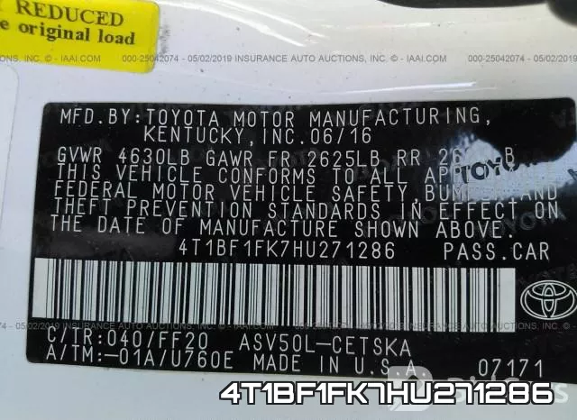 4T1BF1FK7HU271286 фото 10