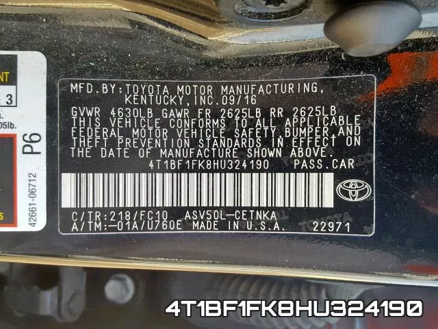 4T1BF1FK8HU324190 фото 2