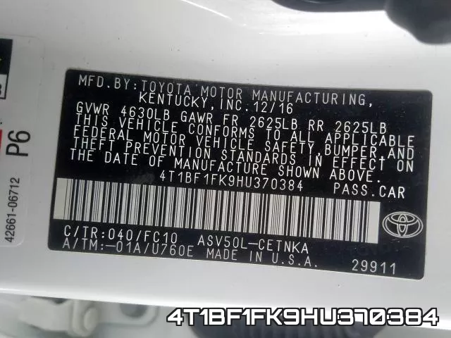 4T1BF1FK9HU370384 фото 2