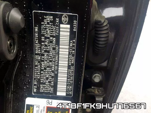 4T1BF1FK9HU776567 фото 2