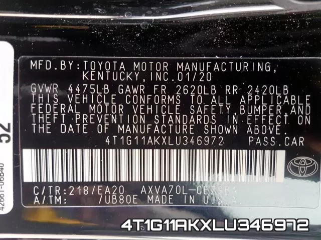 4T1G11AKXLU346972 фото 2