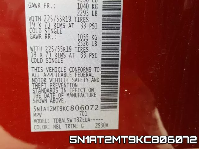 5N1AT2MT9KC806072 фото 2
