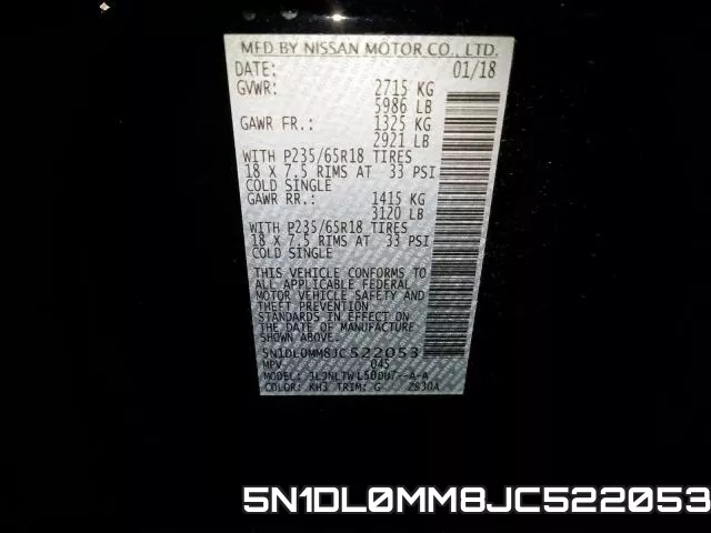 5N1DL0MM8JC522053 фото 2