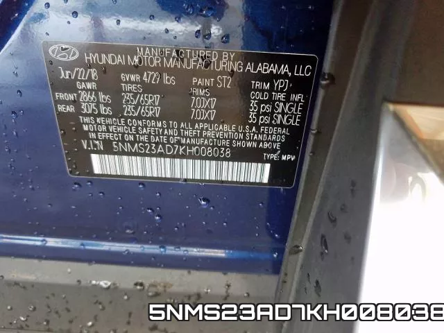 5NMS23AD7KH008038 фото 2
