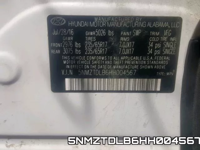 5NMZTDLB6HH004567 фото 2