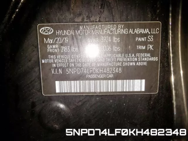 5NPD74LF0KH482348 фото 2