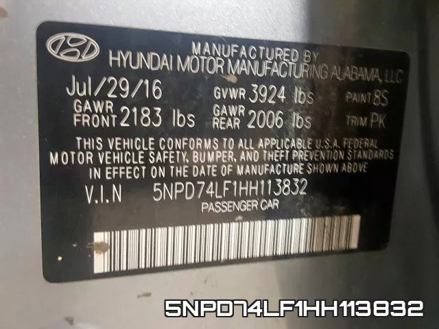 5NPD74LF1HH113832 фото 2
