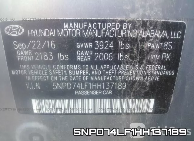 5NPD74LF1HH137189 фото 10