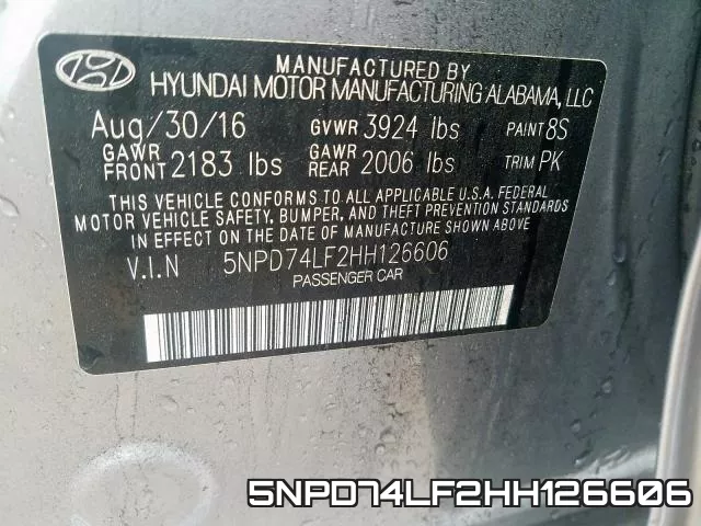5NPD74LF2HH126606 фото 2