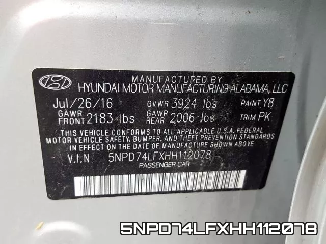 5NPD74LFXHH112078 фото 2
