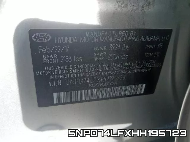 5NPD74LFXHH195723 фото 2