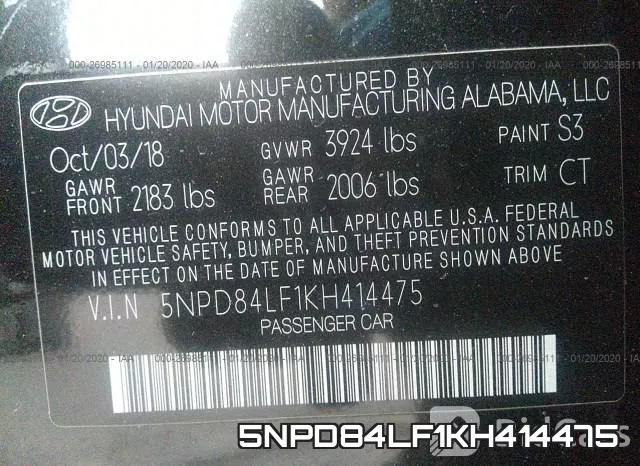 5NPD84LF1KH414475 фото 10