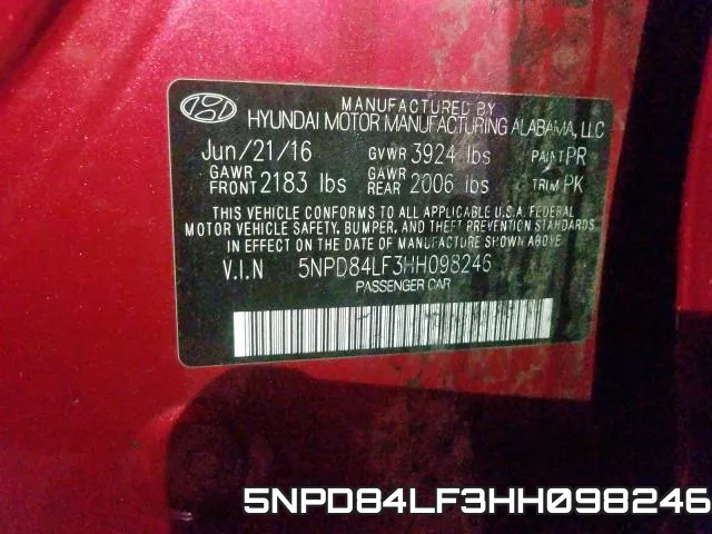 5NPD84LF3HH098246 фото 2
