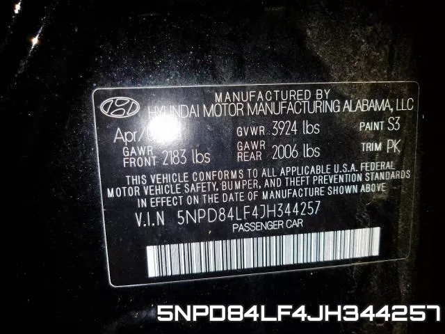 5NPD84LF4JH344257 фото 2
