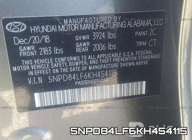 5NPD84LF6KH454115 фото 10