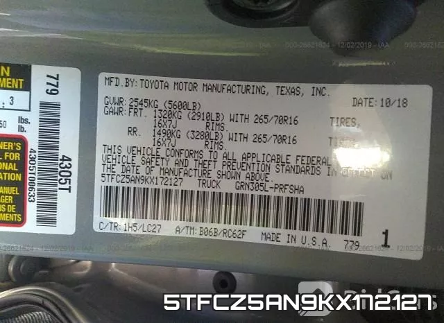 5TFCZ5AN9KX172127 фото 9