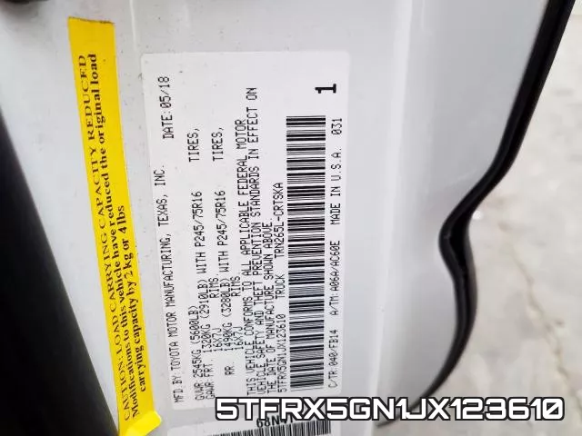 5TFRX5GN1JX123610 фото 2