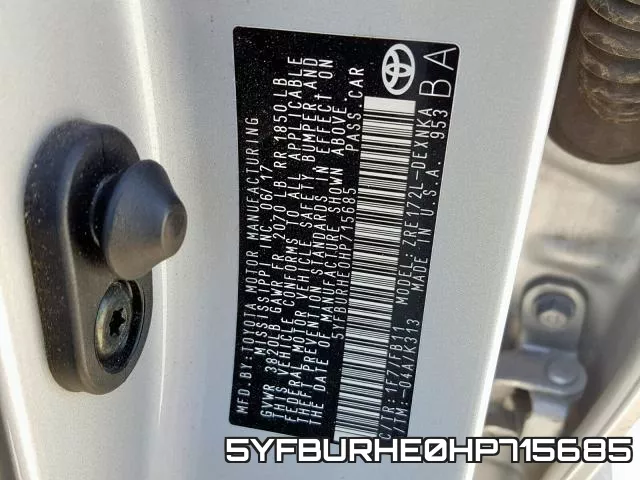 5YFBURHE0HP715685 фото 2