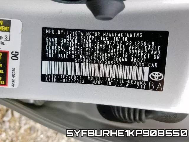 5YFBURHE1KP908550 фото 2