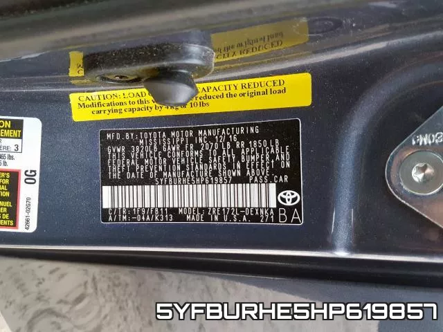 5YFBURHE5HP619857 фото 2