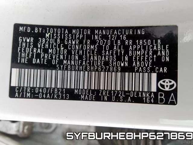 5YFBURHE8HP627869 фото 2