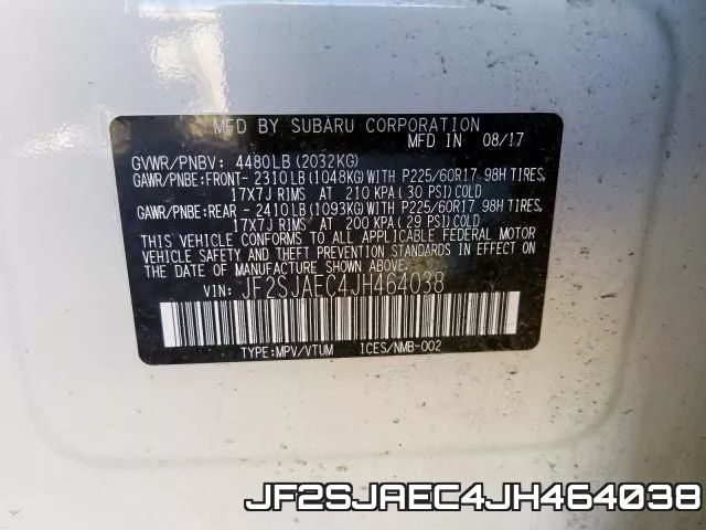 JF2SJAEC4JH464038 фото 2
