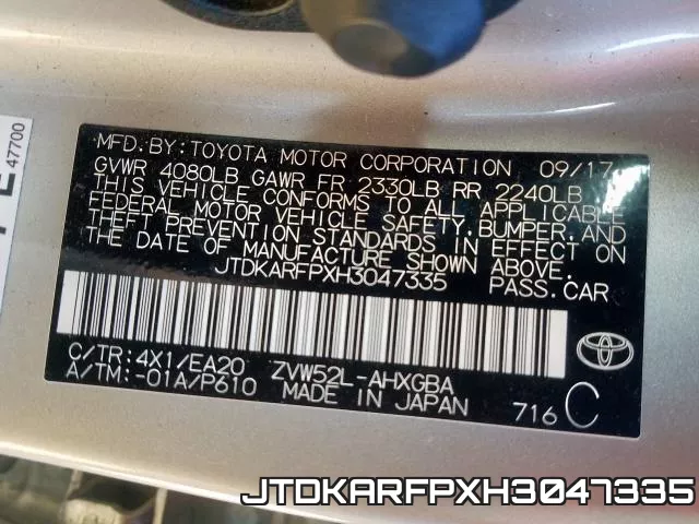 JTDKARFPXH3047335 фото 2