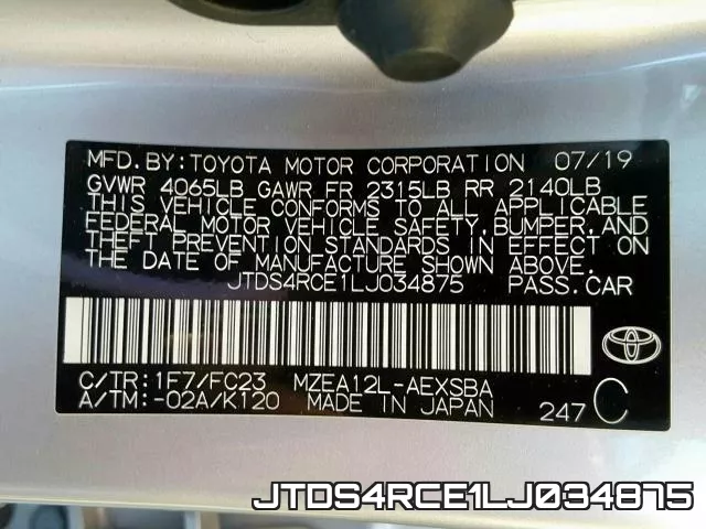 JTDS4RCE1LJ034875 фото 2