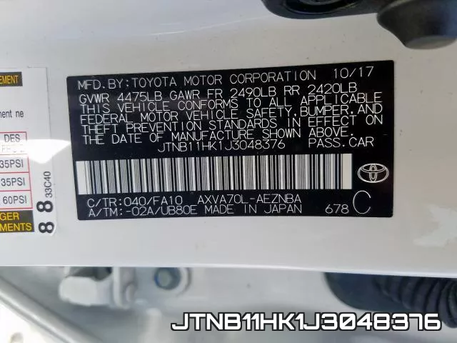 JTNB11HK1J3048376 фото 2