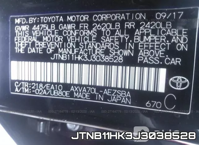 JTNB11HK3J3038528 фото 10
