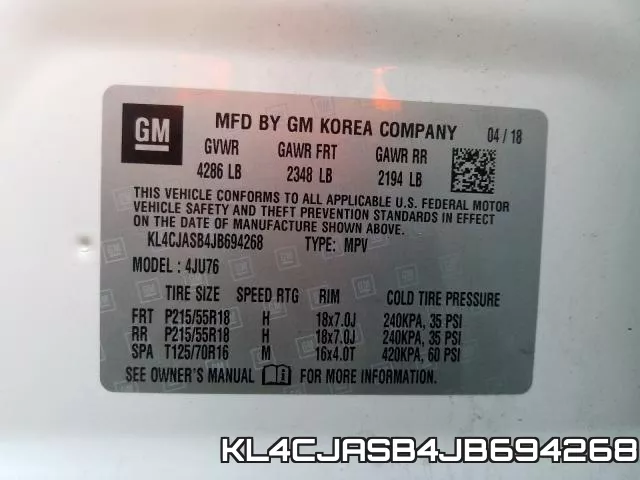 KL4CJASB4JB694268 фото 2