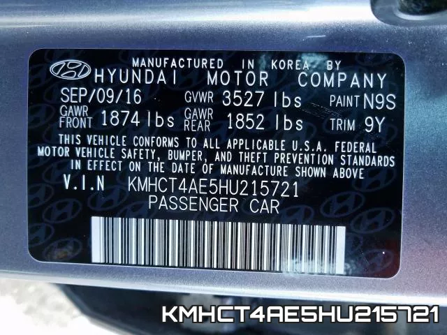 KMHCT4AE5HU215721 фото 2