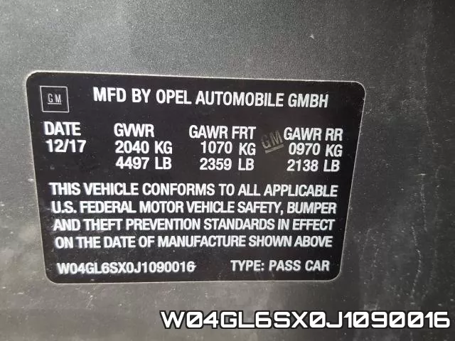 W04GL6SX0J1090016 фото 2