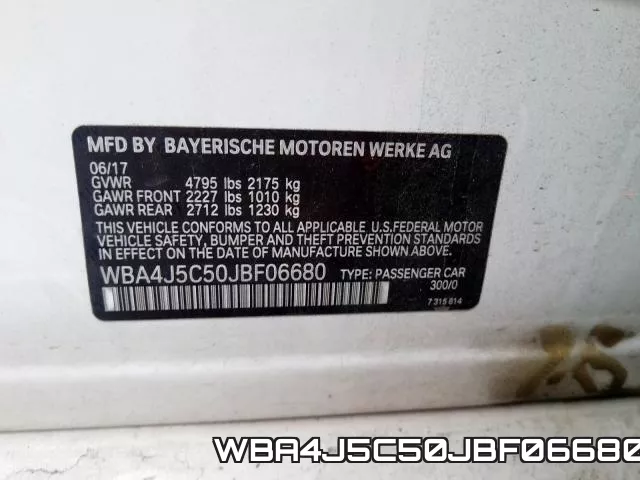 WBA4J5C50JBF06680 фото 2