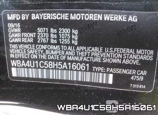 WBA4U1C58H5A16061 фото 10