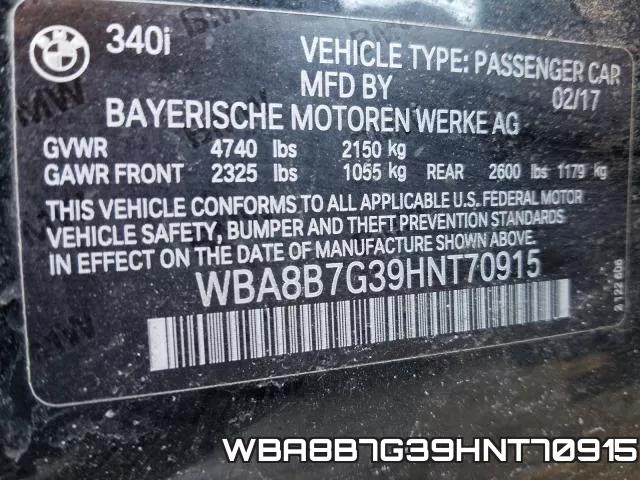 WBA8B7G39HNT70915 фото 2