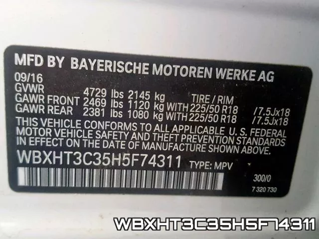 WBXHT3C35H5F74311 фото 2