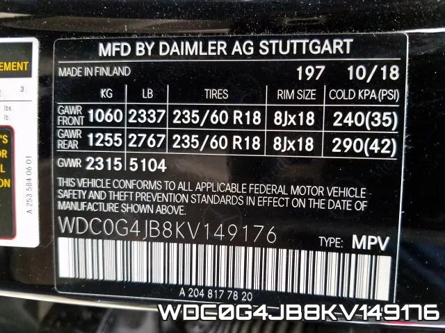 WDC0G4JB8KV149176 фото 2