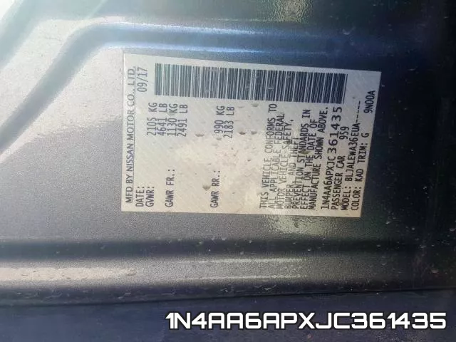 1N4AA6APXJC361435 фото 2