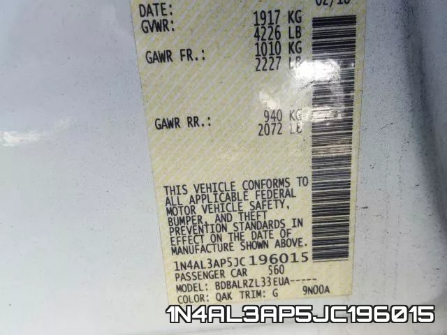 1N4AL3AP5JC196015 фото 2
