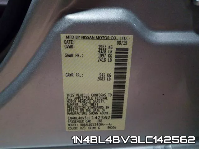 1N4BL4BV3LC142562 фото 2