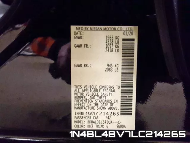 1N4BL4BV7LC214265 фото 2