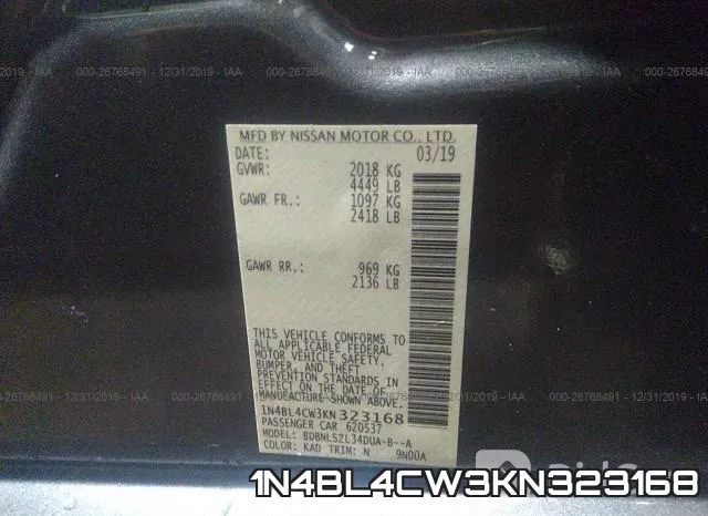 1N4BL4CW3KN323168 фото 10