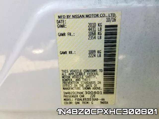 1N4BZ0CPXHC300801 фото 2