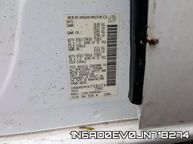 1N6AD0EV0JN718274 фото 2